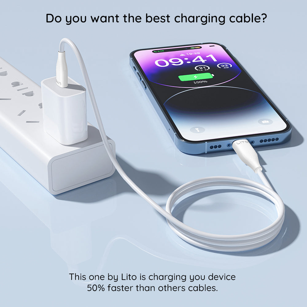 Daten- und Ladekabel USB-C - Lightning Lito LD03, 27W, 1m, Weiß