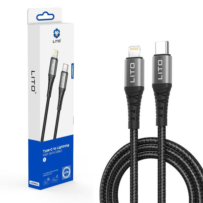 Daten- und Ladekabel USB-C - Lightning Lito LD08CL, 27W, 1m, Schwarz
