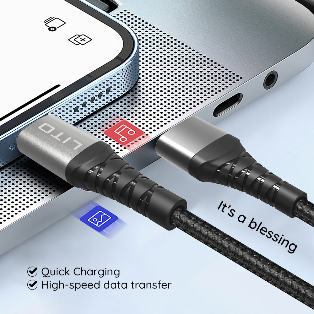 Daten- und Ladekabel USB-C - Lightning Lito LD08CL, 27W, 1m, Schwarz