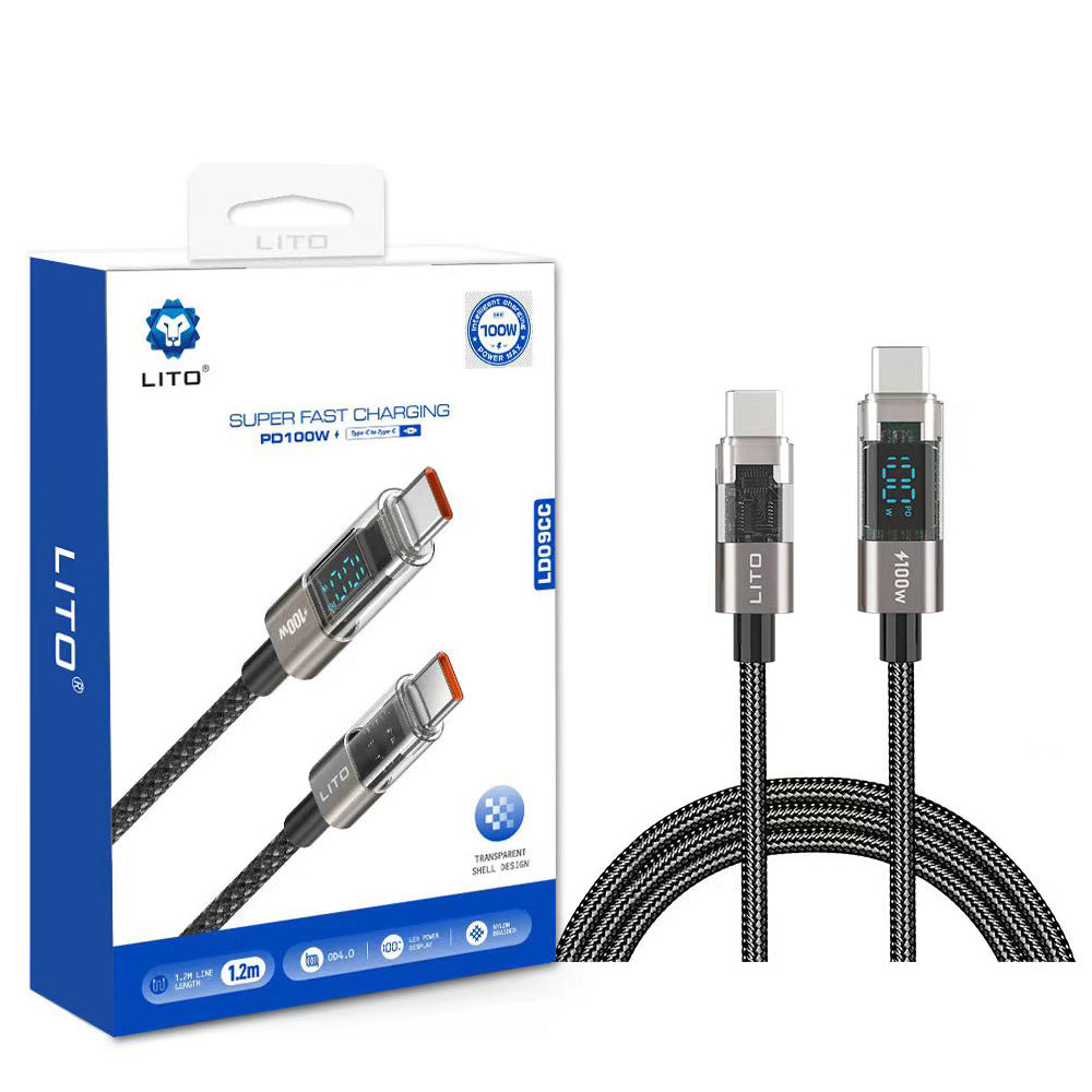 USB-C Daten- und Ladekabel - USB-C Lito LD09CC Display, 100W, 1.2m, Schwarz