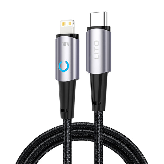 Daten- und Ladekabel USB-C - Lightning Lito LD10CL, 30W, 1m, Schwarz