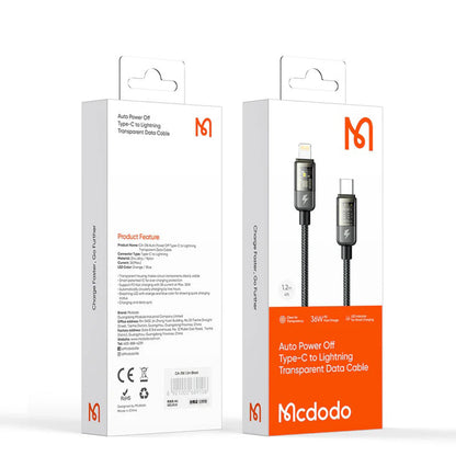USB-C - Lightning McDodo CA-3160 Auto Power Off Daten- und Ladekabel, 36W, 1,2m, Schwarz