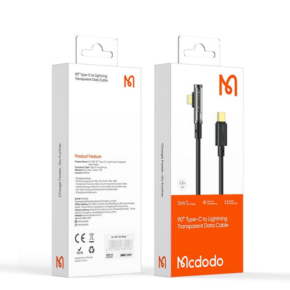 Daten- und Ladekabel USB-C - Lightning McDodo CA-3390 Angled, 36W, 1.2m, Schwarz