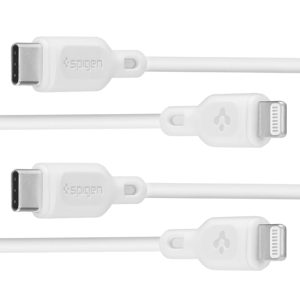 USB-C to Lightning Spigen Durasync Data and Charging Cable, 20W, 1m, White, Set of 2 Pieces