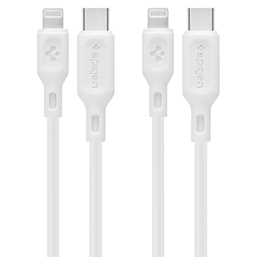 USB-C to Lightning Spigen Durasync Data and Charging Cable, 20W, 1m, White, Set of 2 Pieces