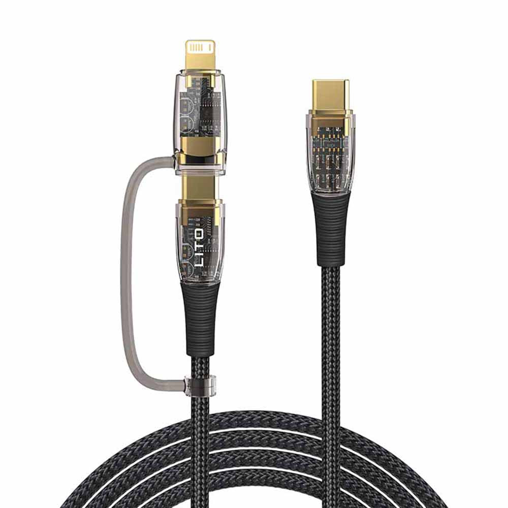 USB-C - Lightning / USB-C Lito LD12 Daten- und Ladekabel, 60W, 1.2m, Schwarz