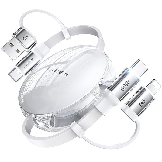 Daten- und Ladekabel USB-C / USB-A - USB-C / Lightning Lisen, 60W, 1m, Weiß YL0123030001