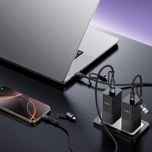 Daten- und Ladekabel USB-C / USB-A - USB-C / Lightning Yesido CA200, 60W, 1,2m, Schwarz