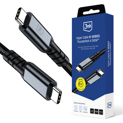 USB-C Daten- und Ladekabel - USB-C 3MK Hyper N Thunderbolt 4, 240W, 1m, Schwarz