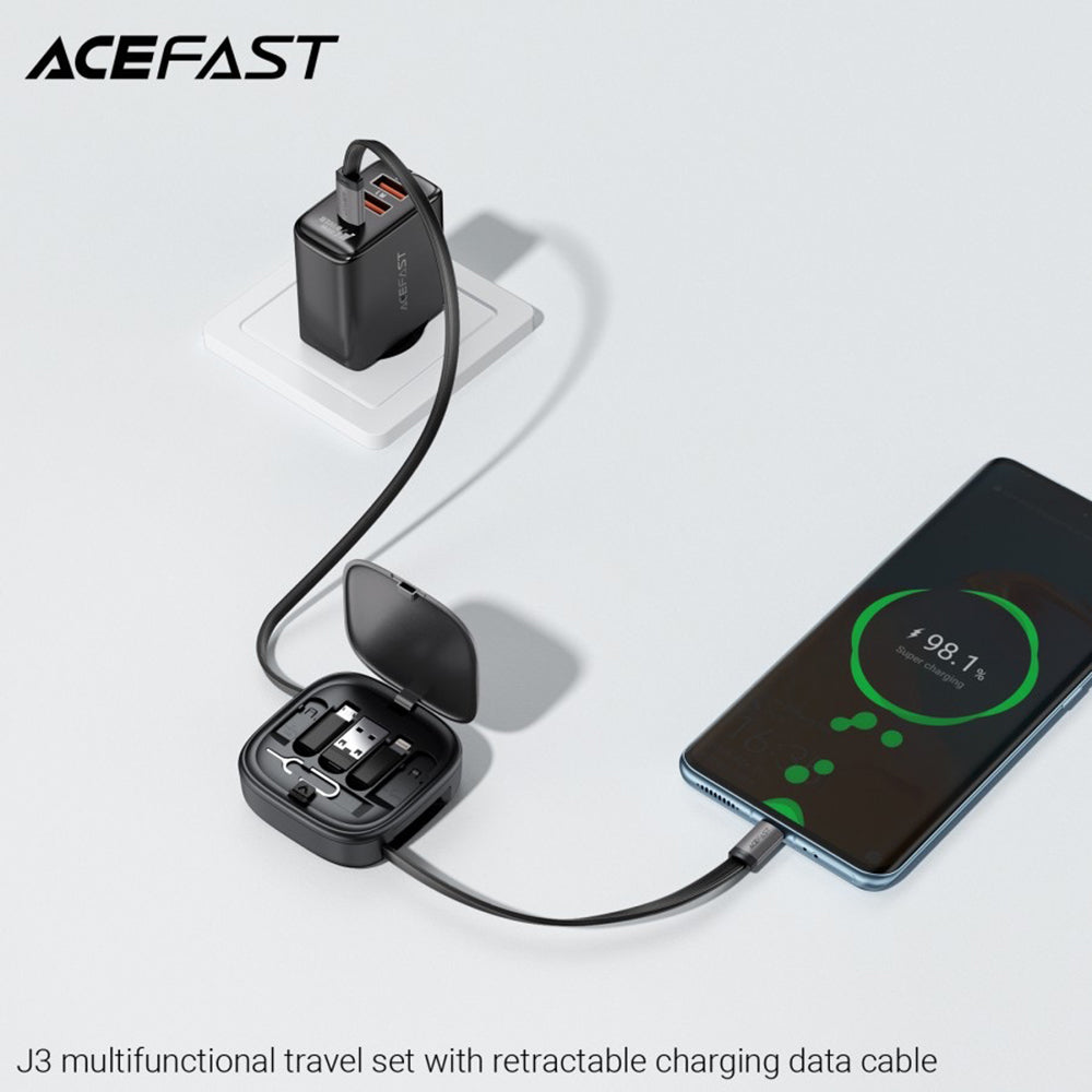 USB-C - USB-C Daten- und Ladekabel Acefast Travel J3, 60W, 0.95m, Schwarz
