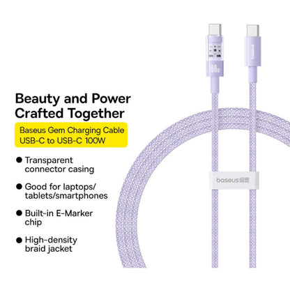 Daten- und Ladekabel USB-C - USB-C Baseus Gem, 100W, 1m, Lila P10373000511-00