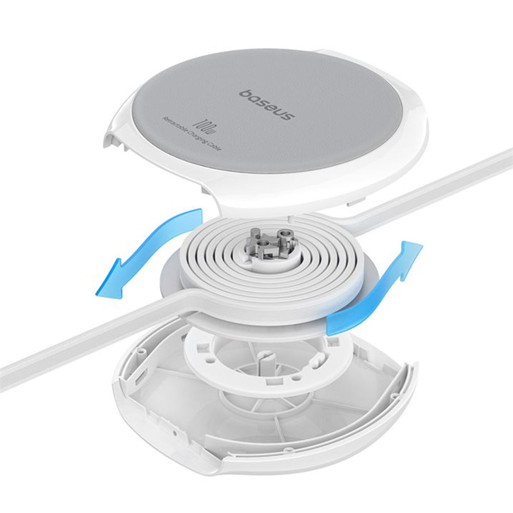 USB-C Data and Charging Cable - USB-C Baseus Pathfinder Retractable, 100W, 1m, White P10368400211-00