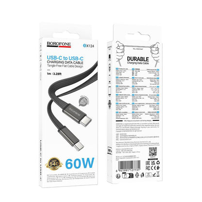 USB-C Daten- und Ladekabel - USB-C Borofone BX124 Peace, 60W, 1m, Schwarz