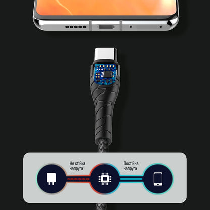 USB-C Data and Charging Cable - USB-C ColorWay CW-CBPDCC040, 65W, 1m, Gray