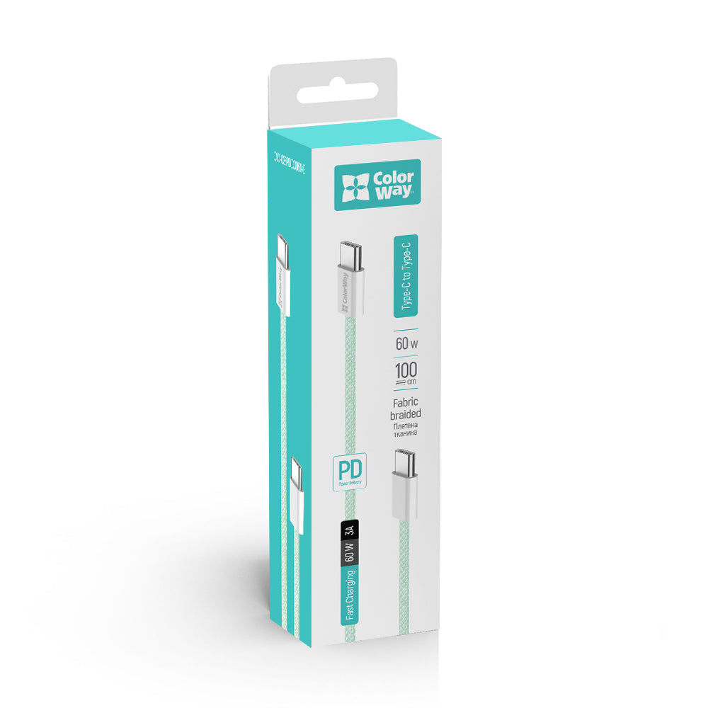 Daten- und Ladekabel USB-C - USB-C ColorWay CW-CBPDCC061, 60W, 1m, Grün