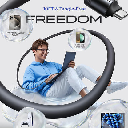 Daten- und Ladekabel USB-C - USB-C Lisen L115, 100W, 3m, Schwarz YL0125040001