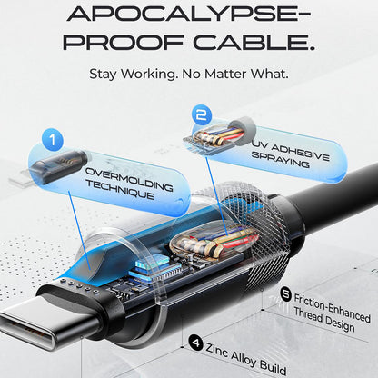 Daten- und Ladekabel USB-C - USB-C Lisen L115, 100W, 3m, Schwarz YL0125040001