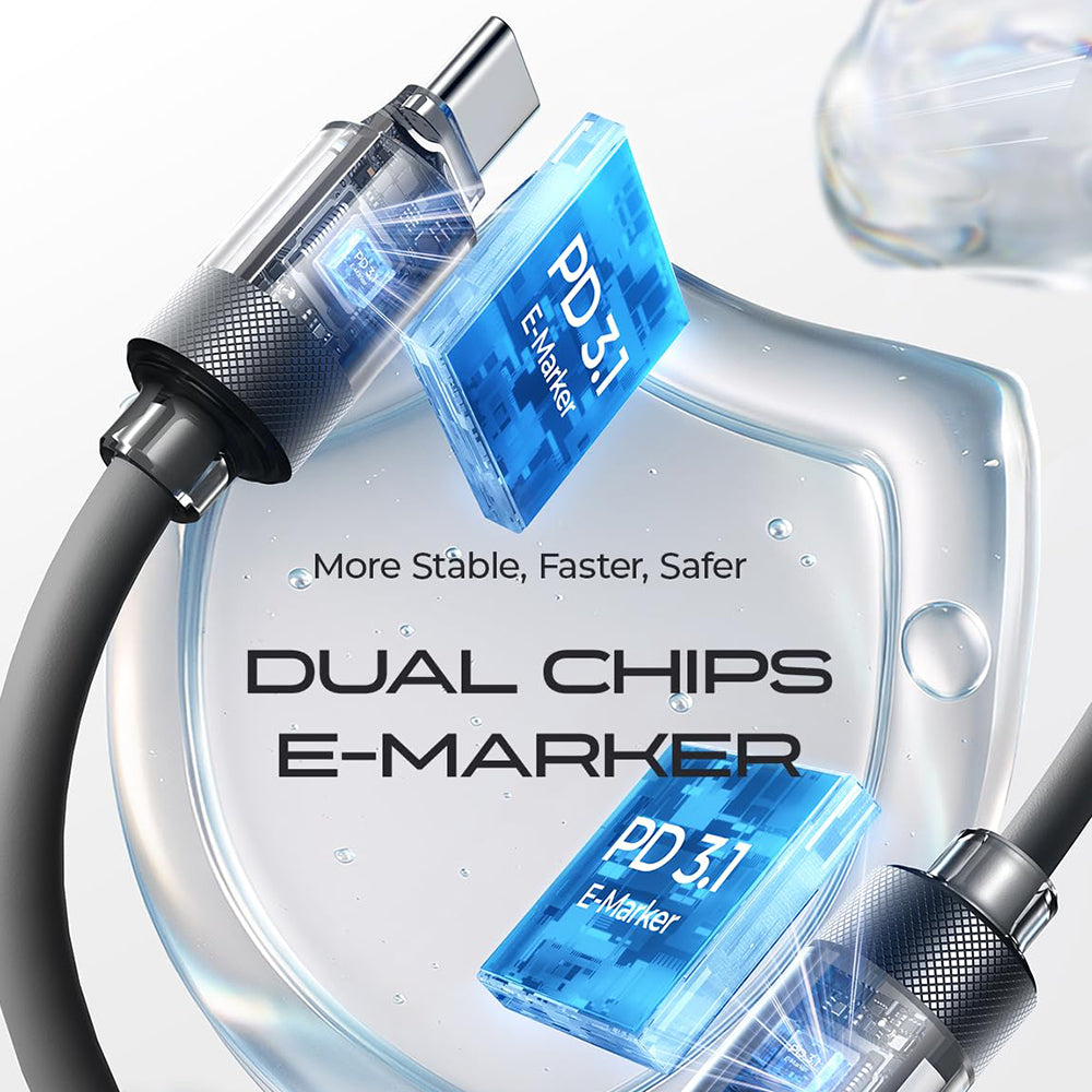 Daten- und Ladekabel USB-C - USB-C Lisen L115, 100W, 3m, Schwarz YL0125040001