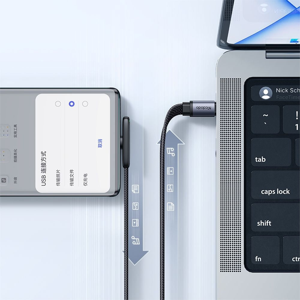 Daten- und Ladekabel USB-C - USB-C McDodo CA-3360 Angled, 65W, 1.2m, Schwarz