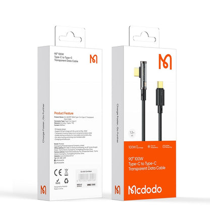 USB-C Daten- und Ladekabel - USB-C McDodo CA-3400 Angled, 100W, 1.2m, Schwarz