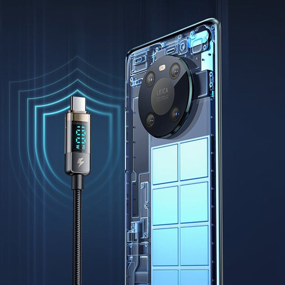 Daten- und Ladekabel USB-C - USB-C McDodo CA-3610 Display Auto Power Off, 100W, 1.2m, Schwarz