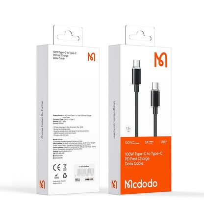 Daten- und Ladekabel USB-C - USB-C McDodo CA-3670, 100W, 1.2m, Schwarz
