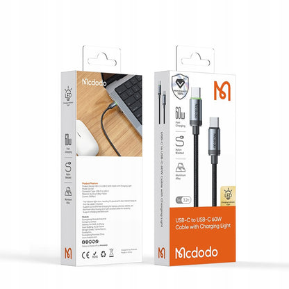 Daten- und Ladekabel USB-C - USB-C McDodo CA-4410, 60W, 1m, Schwarz