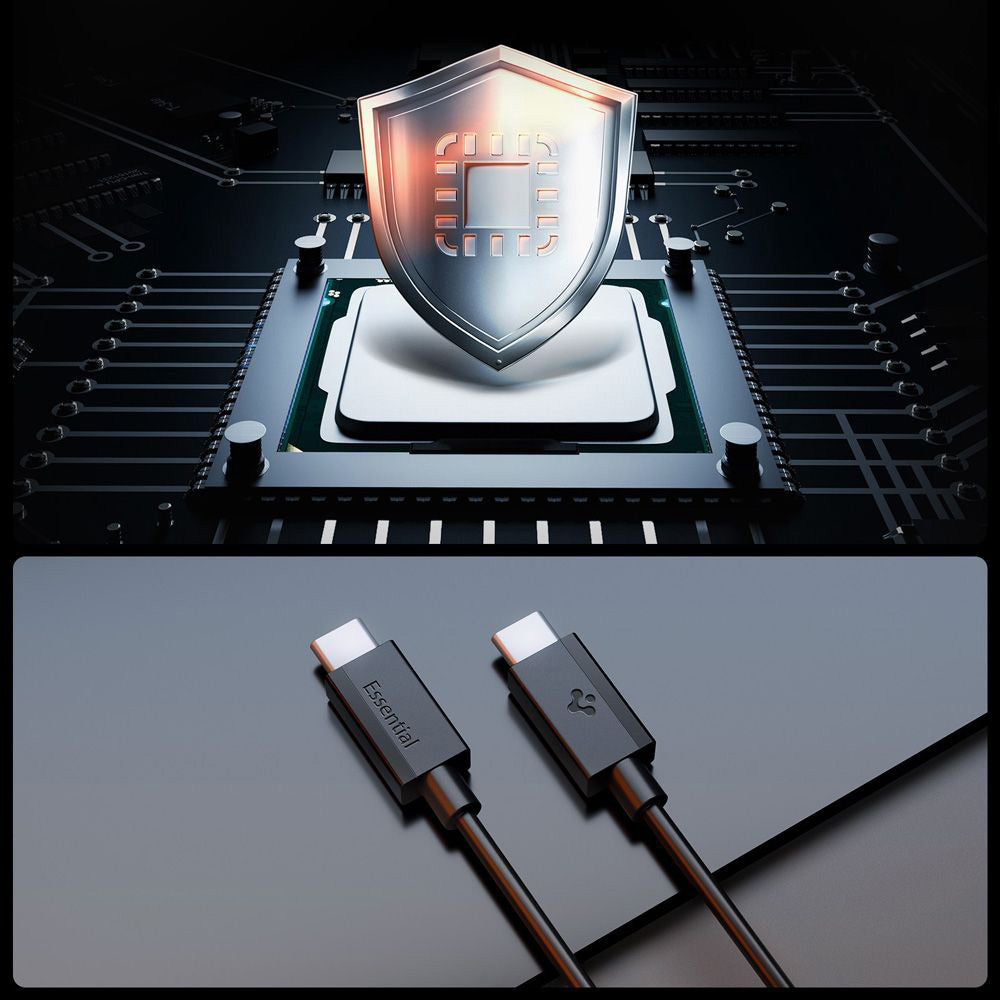 USB-C Daten- und Ladekabel - USB-C Spigen Essential, 60W, 2m, Schwarz