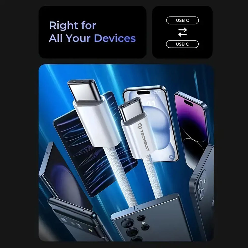 Daten- und Ladekabel USB-C - USB-C Techsuit PCB114D, 60W, 1m, Lila