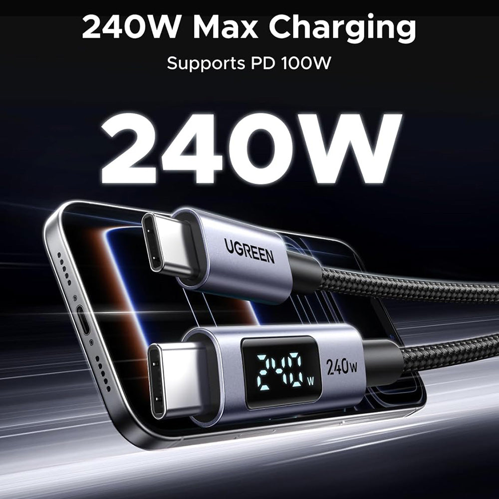 Daten- und Ladekabel USB-C - USB-C UGREEN 65866 Display, 240W, 1m, Grau