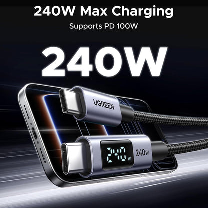 Daten- und Ladekabel USB-C - USB-C UGREEN 65866 Display, 240W, 1m, Grau