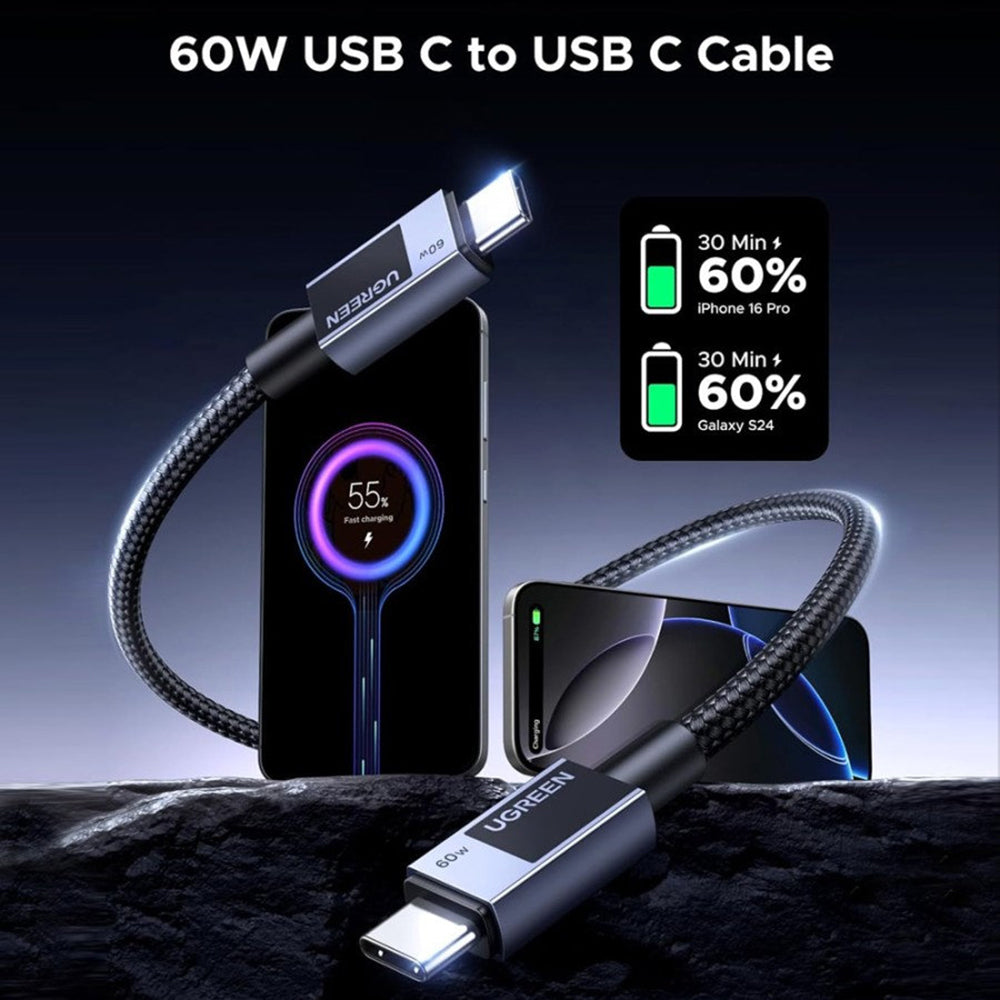 USB-C Daten- und Ladekabel - USB-C UGREEN L524, 60W, 1m, Grau