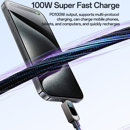 USB-C Daten- und Ladekabel - USB-C Yesido CA179 Display, 100W, 1.2m, Schwarz