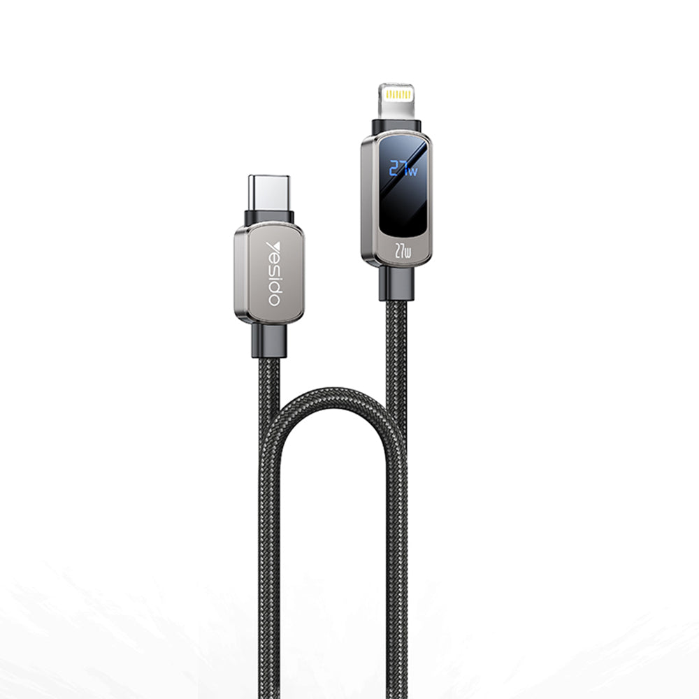 USB-C - USB-C Daten- und Ladekabel Yesido CA180 Display, 27W, 1.2m, Schwarz