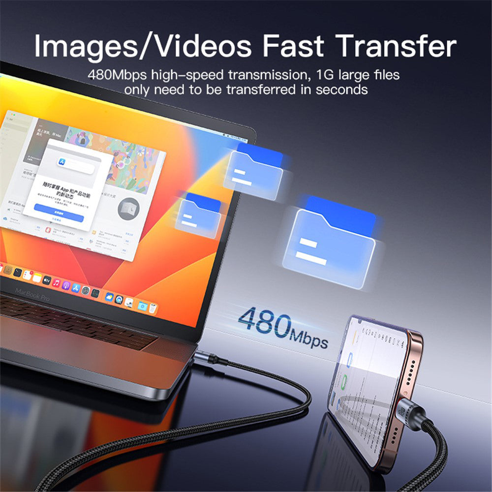 Daten- und Ladekabel USB-C - USB-C Yesido CA183, 60W, 2m, Schwarz