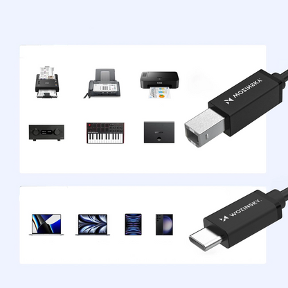 WZK WKDDY1S Printer Cable, USB-C - USB-B, 1m, Black