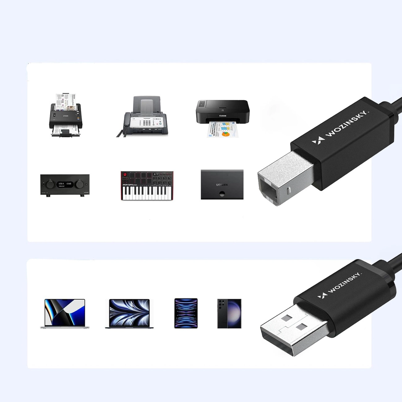 Druckerkabel WZK WKDDY3S, USB-A - USB-B, 2m, Schwarz