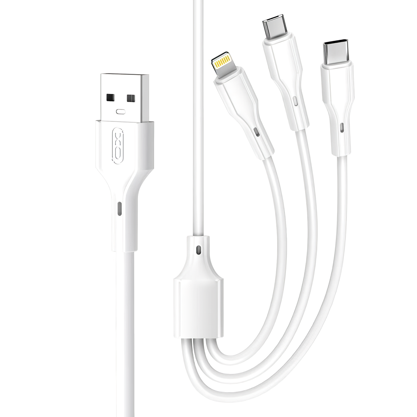 Ladekabel USB-A - Lightning / microUSB / USB-C XO Design NB230 3in1, 20W, 1m, Weiß