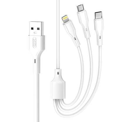 Ladekabel USB-A - Lightning / microUSB / USB-C XO Design NB230 3in1, 20W, 1m, Weiß