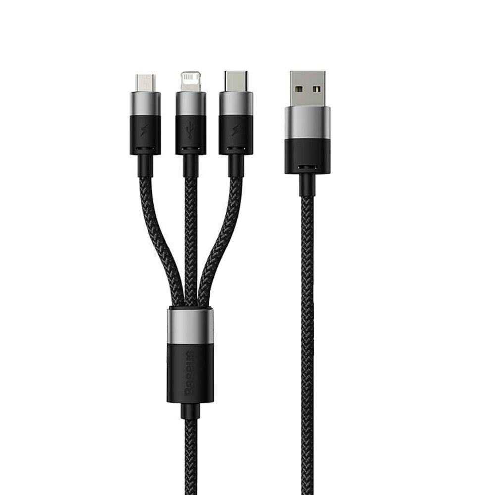 Ladekabel USB-A - Lightning / microUSB / USB-C Baseus StarSpeed 3in1, 20W, 0.6m, Schwarz P10319900111-00