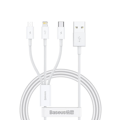Ladekabel USB-A - Lightning / microUSB / USB-C Baseus Superior 3in1 Series, 20W, 1m, Weiß P10320105221-00