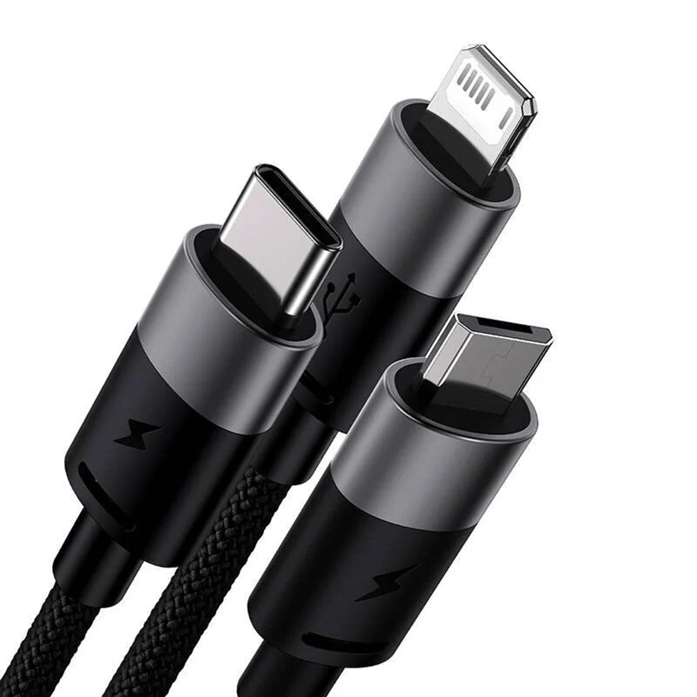 Ladekabel USB-A - Lightning / microUSB / USB-C Baseus StarSpeed 3in1, 20W, 0.6m, Schwarz P10319900111-00