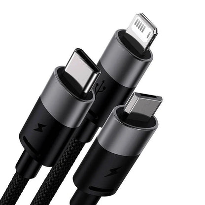 Ladekabel USB-A - Lightning / microUSB / USB-C Baseus StarSpeed 3in1, 20W, 0.6m, Schwarz P10319900111-00