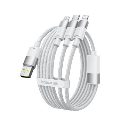 Ladekabel USB-A - Lightning / microUSB / USB-C Baseus StarSpeed, 100W, 1,5m, Weiß P10319900211-00