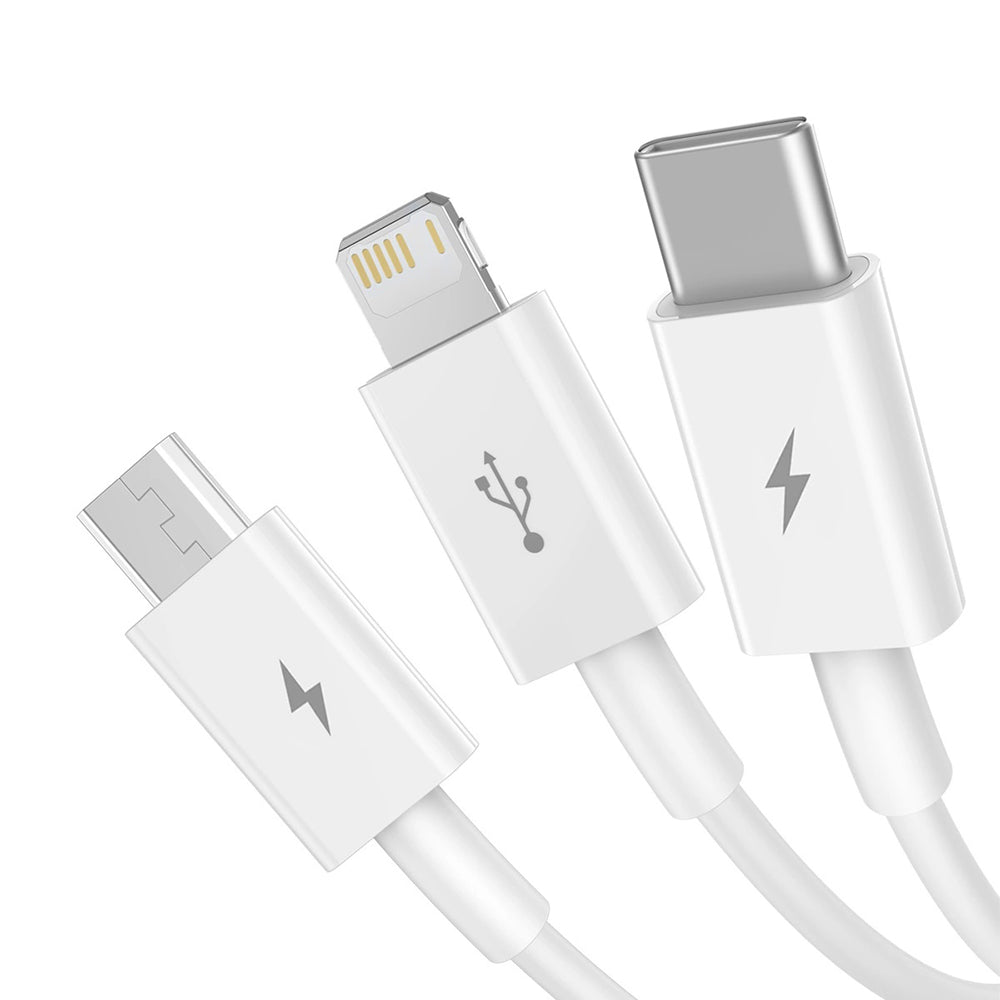 Ladekabel USB-A - Lightning / microUSB / USB-C Baseus Superior 3in1 Series, 20W, 1m, Weiß P10320105221-00