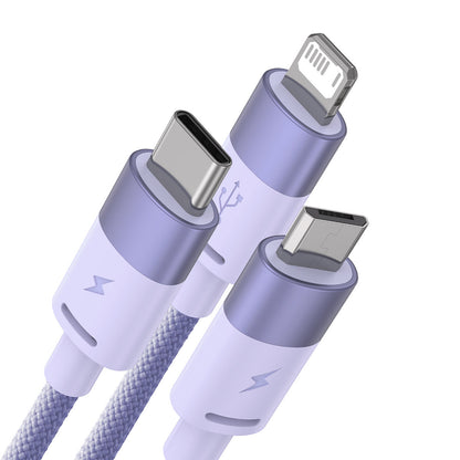 Ladekabel USB-A - Lightning / microUSB / USB-C Baseus StarSpeed 3in1, 20W, 1.2m, Lila CAXS000005