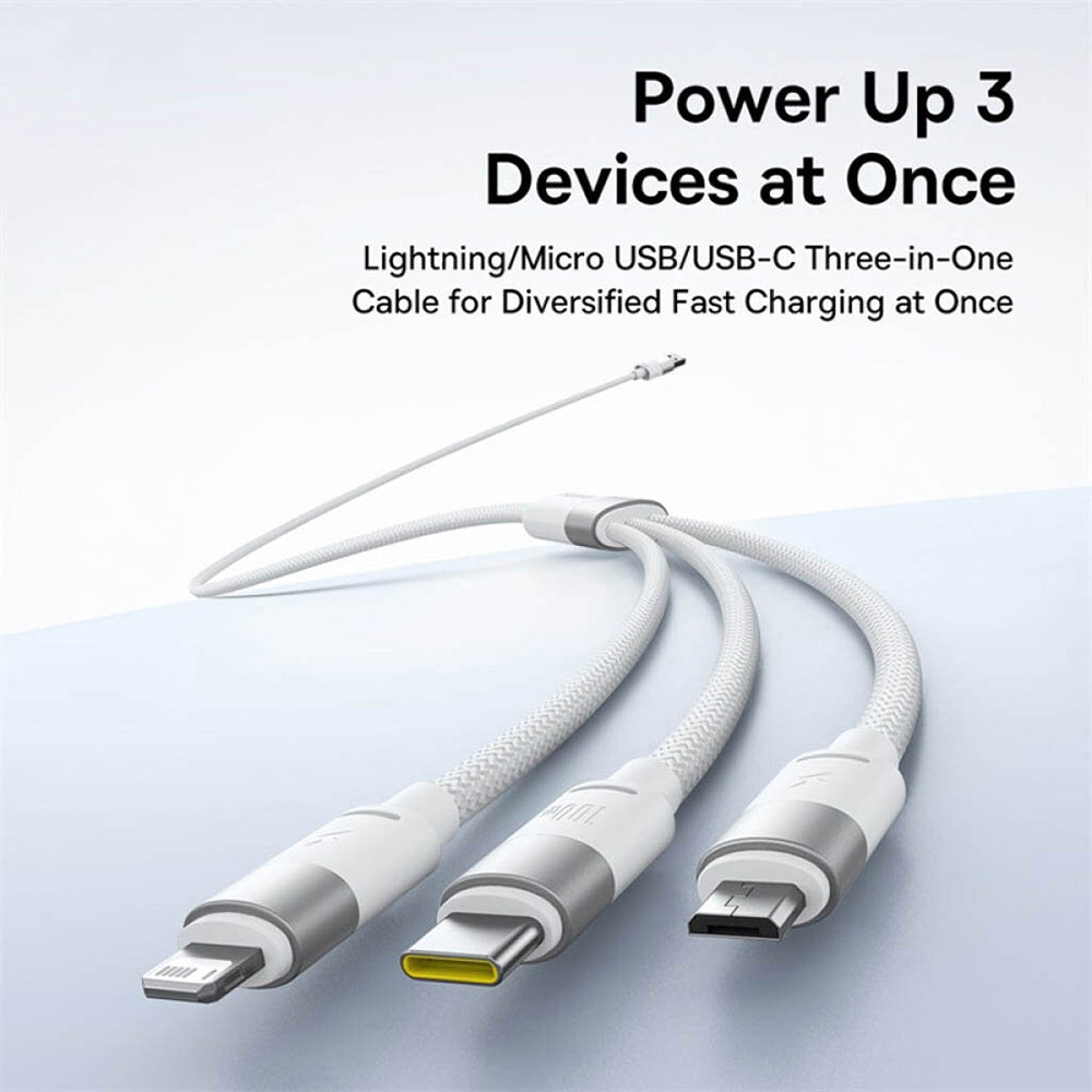 Ladekabel USB-A - Lightning / microUSB / USB-C Baseus StarSpeed, 100W, 1,5m, Weiß P10319900211-00