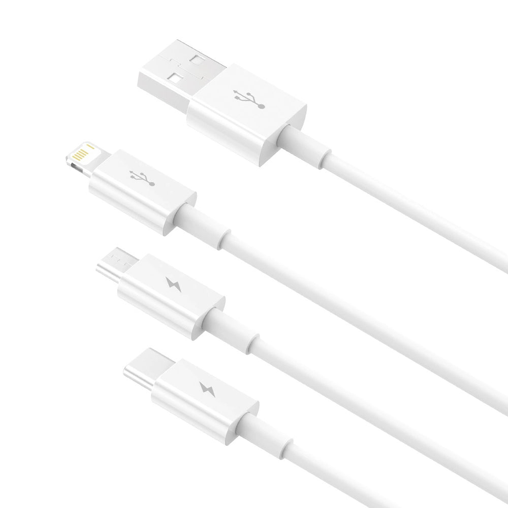 Ladekabel USB-A - Lightning / microUSB / USB-C Baseus Superior 3in1 Series, 20W, 1m, Weiß P10320105221-00