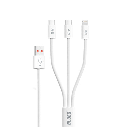 Ladekabel USB-A - Lightning / 2 x USB-C Blueo, 75W, 1,2m, Weiß