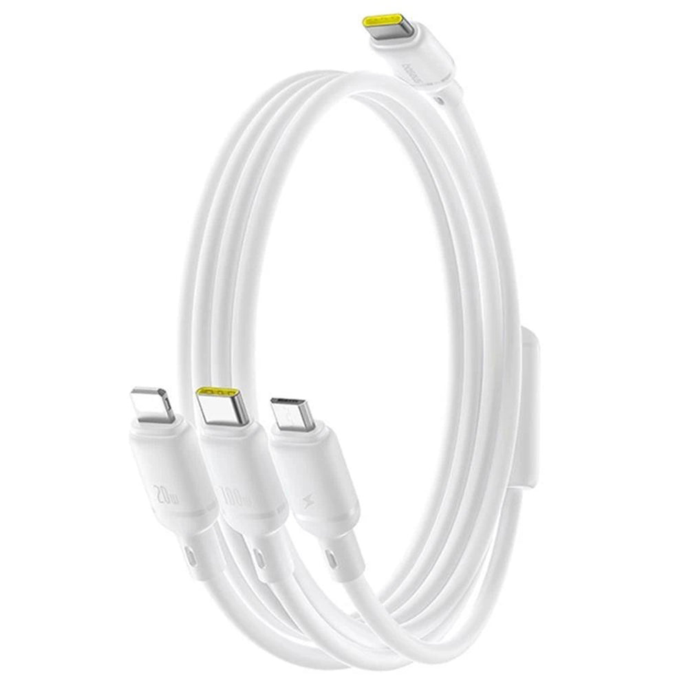 USB-C - Lightning / microUSB / USB-C Ladekabel Baseus Silky 3in1, 100W, 1,5m, Weiß P10377706213-00
